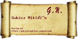 Gubicz Miklós névjegykártya