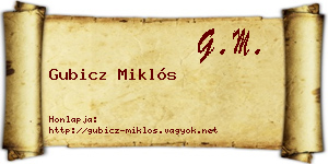 Gubicz Miklós névjegykártya